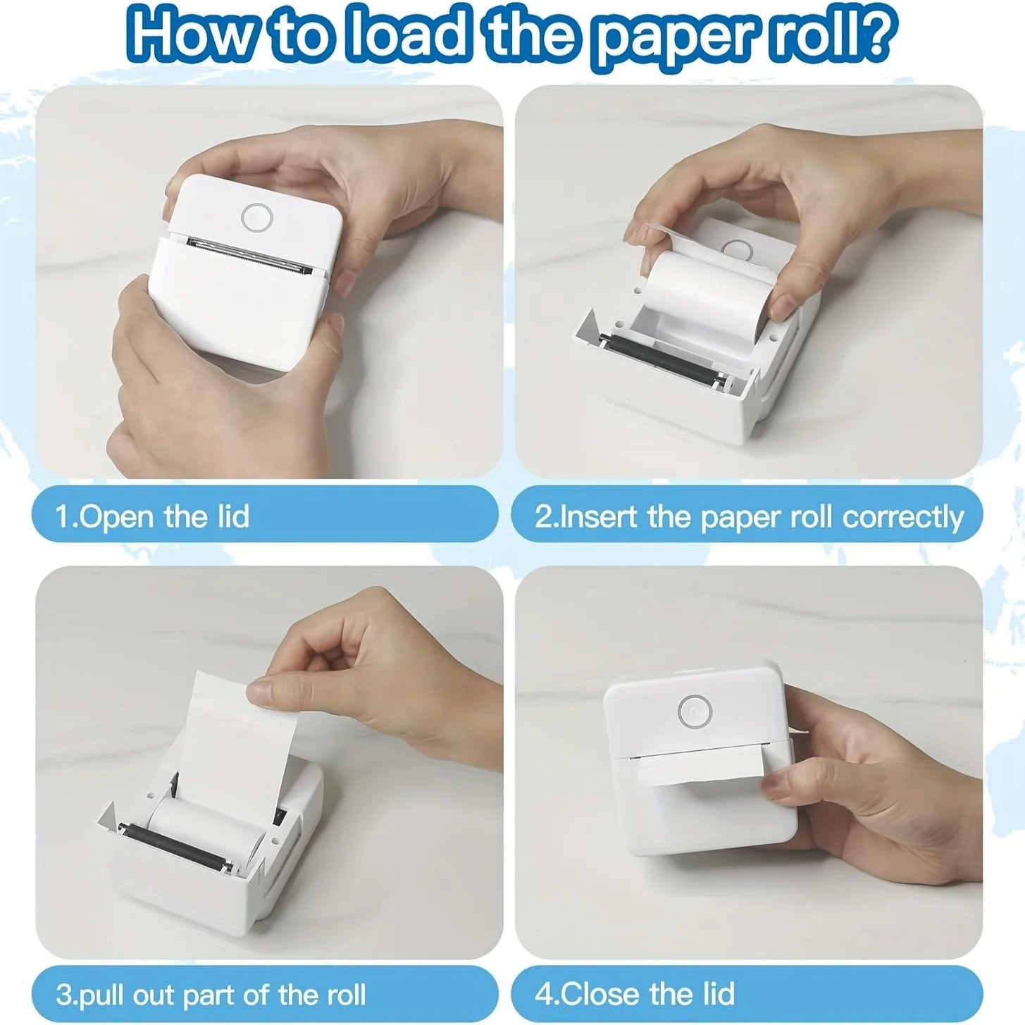 Wireless Mini Photo Printer Set with 5 Sticker Rolls & 5 Thermal Paper, Bluetooth Mobile Printing for Pictures, Photos, Labels