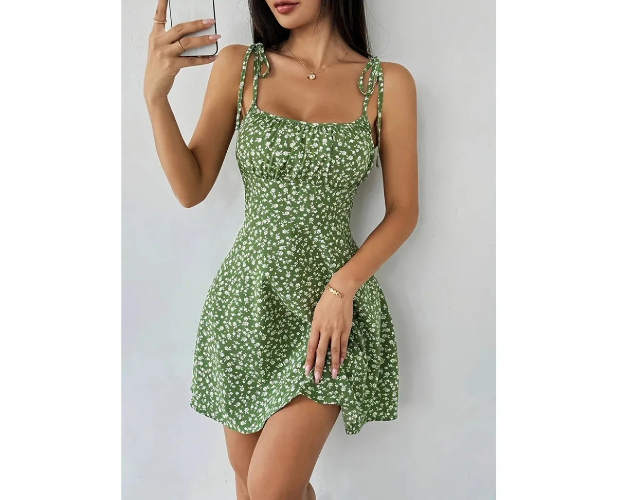 Women's Summer Floral Spaghetti Strap Beach Short Dress,Womens Dresses,Woman Clothing,Woman Clothes,Sundress,New In Dress 2025