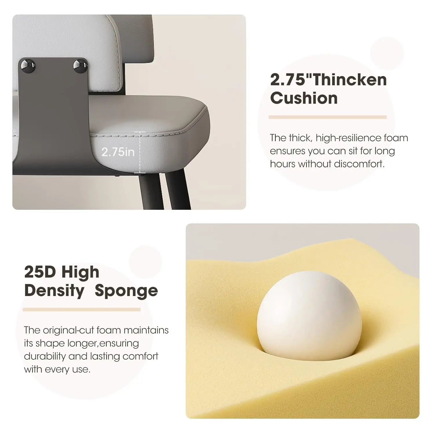 Modern Dining Chairs Set of 6, Upholstered Faux Leather Kitchen Side Chairs with Curved Open Back, Easy Assembly, Customized