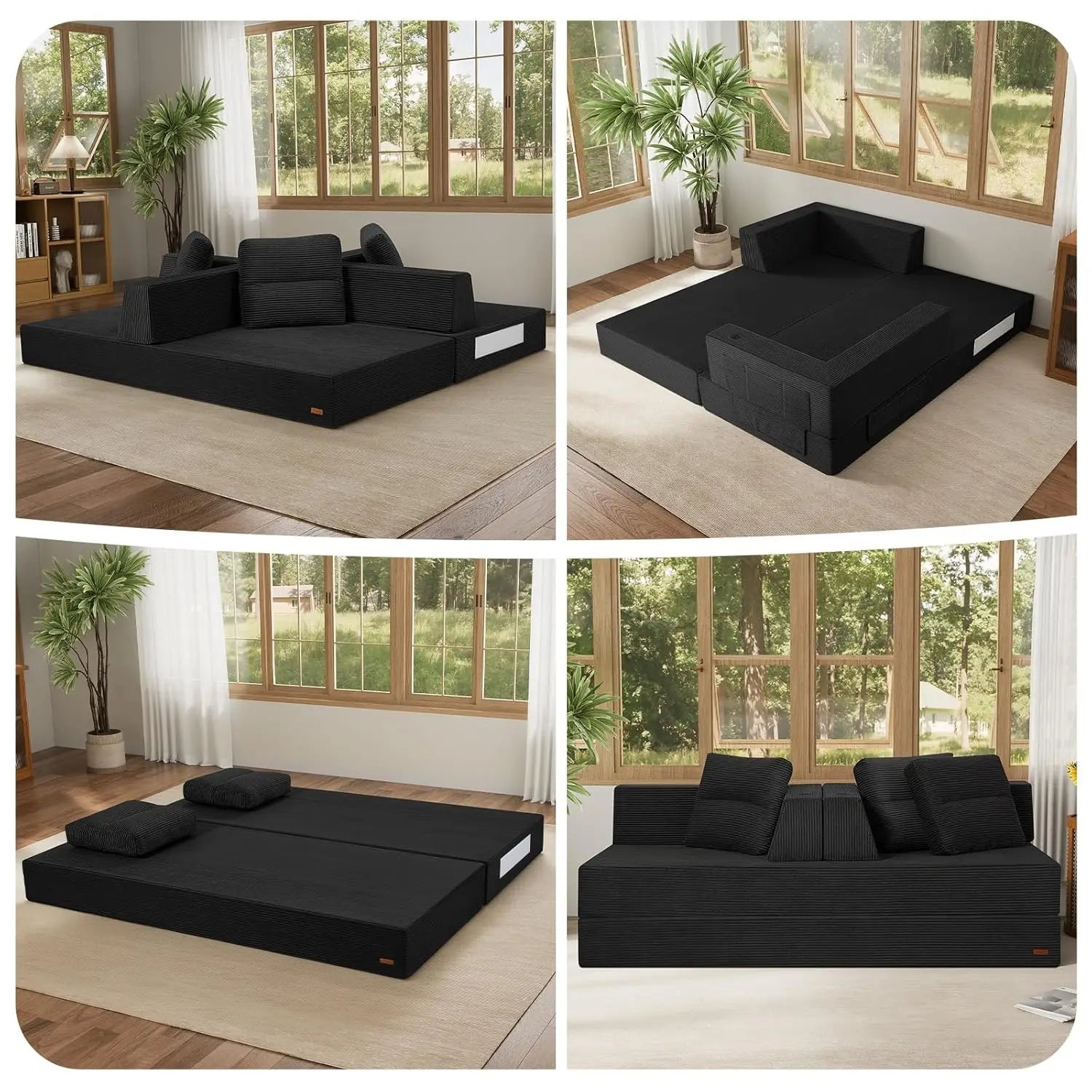 Futon Sofa Bed Queen, 79" Convertible Sofa Bed Couches for Living Room, 4 in 1 Folding Boneless Sleeper Corduroy, Customized