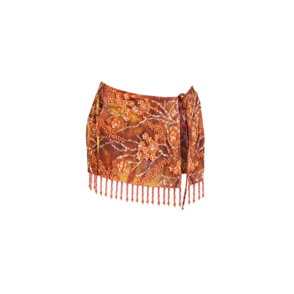 3Pcs Floral Bikini With Diamond Skirt Women Sexy Swimsuit Push Up Swimwear 2025 Bandeau Biquini Female Bathing Suit Beach Outfit