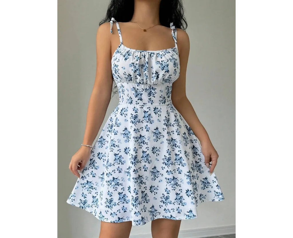 Women's Summer Floral Spaghetti Strap Beach Short Dress,Womens Dresses,Woman Clothing,Woman Clothes,Sundress,New In Dress 2025