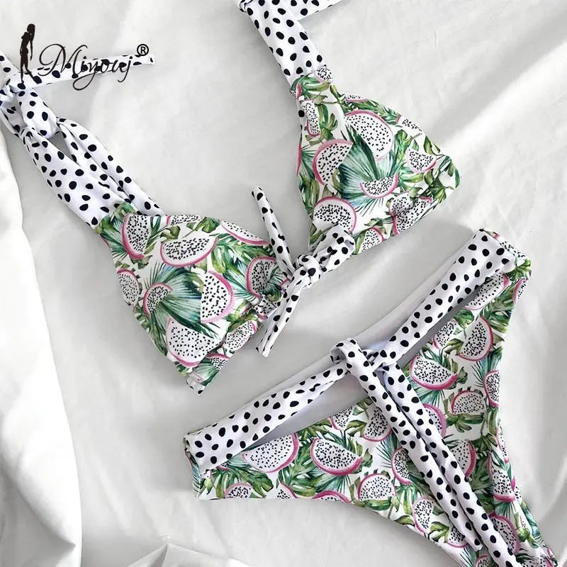 Miyouj Printed Bathsuit 2026 Bikinis Bandage Swimwear Women's Two Piece Suit Low Waist Swimsuit String Biquini Sexy Swimsuits