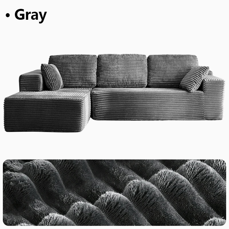 Oversized L Shaped Couch With Chaise, Minimalist Compressed Boneless Couch No Assembly Required, Modular Cloud Sectional Sofa Fo