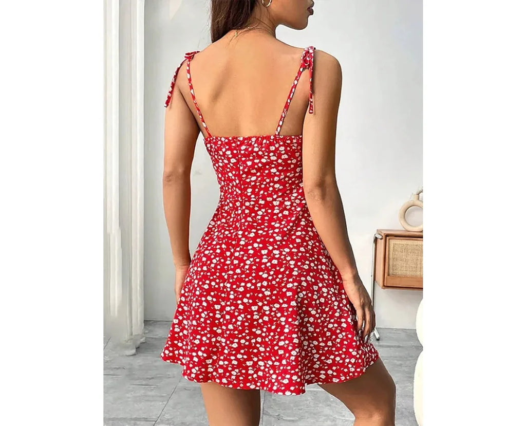 Women's Summer Floral Spaghetti Strap Beach Short Dress,Womens Dresses,Woman Clothing,Woman Clothes,Sundress,New In Dress 2025