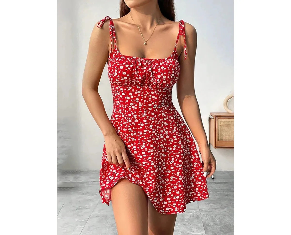 Women's Summer Floral Spaghetti Strap Beach Short Dress,Womens Dresses,Woman Clothing,Woman Clothes,Sundress,New In Dress 2025