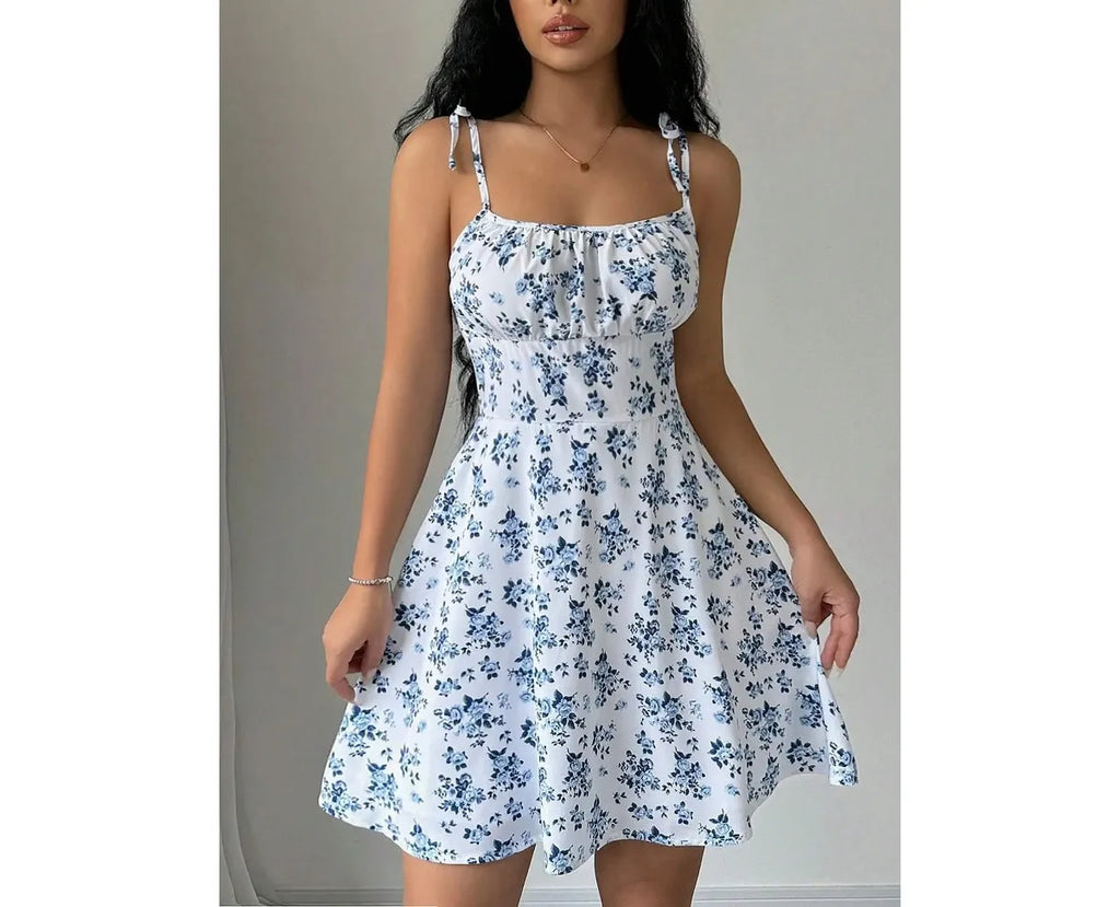Women's Summer Floral Spaghetti Strap Beach Short Dress,Womens Dresses,Woman Clothing,Woman Clothes,Sundress,New In Dress 2025