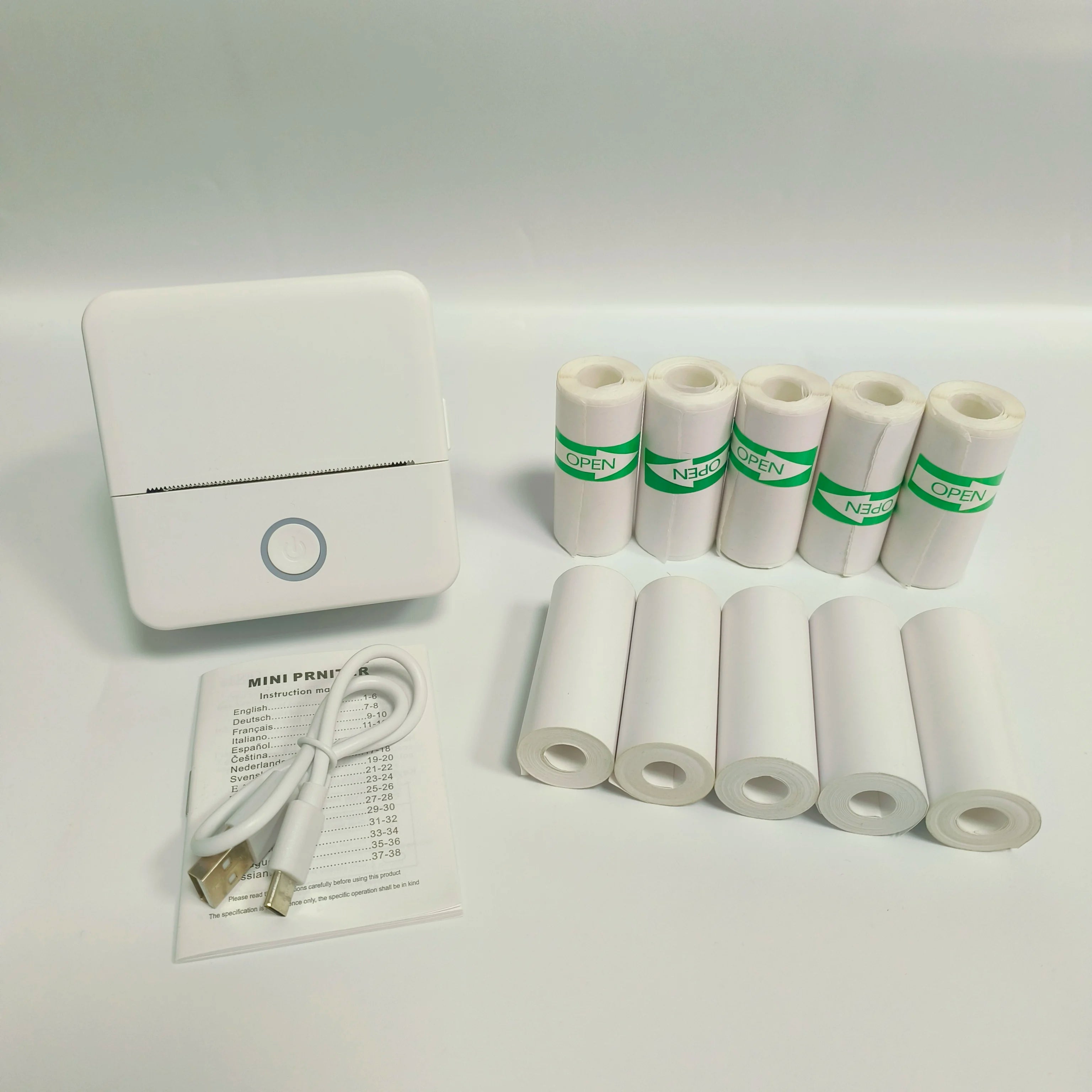 Wireless Mini Photo Printer Set with 5 Sticker Rolls & 5 Thermal Paper, Bluetooth Mobile Printing for Pictures, Photos, Labels