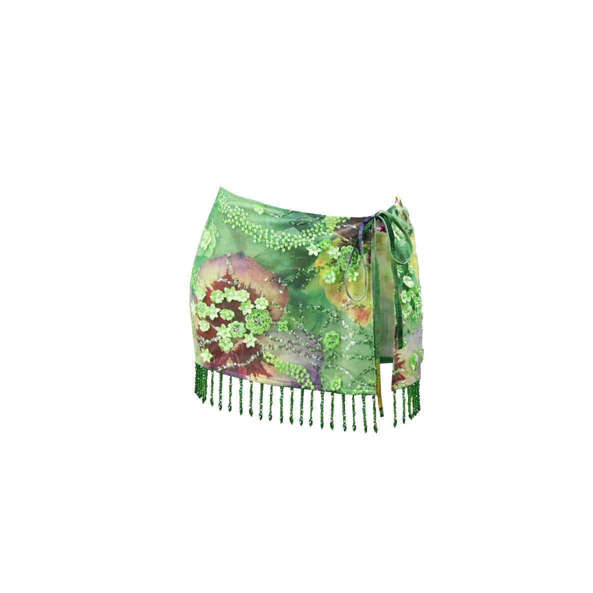 3Pcs Floral Bikini With Diamond Skirt Women Sexy Swimsuit Push Up Swimwear 2025 Bandeau Biquini Female Bathing Suit Beach Outfit