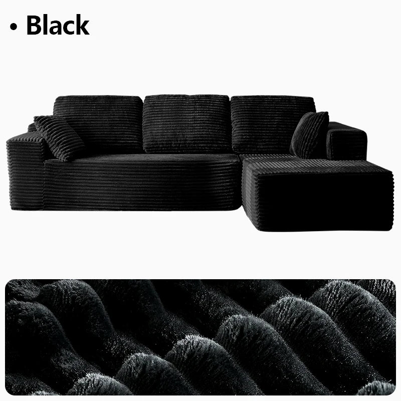 Oversized L Shaped Couch With Chaise, Minimalist Compressed Boneless Couch No Assembly Required, Modular Cloud Sectional Sofa Fo