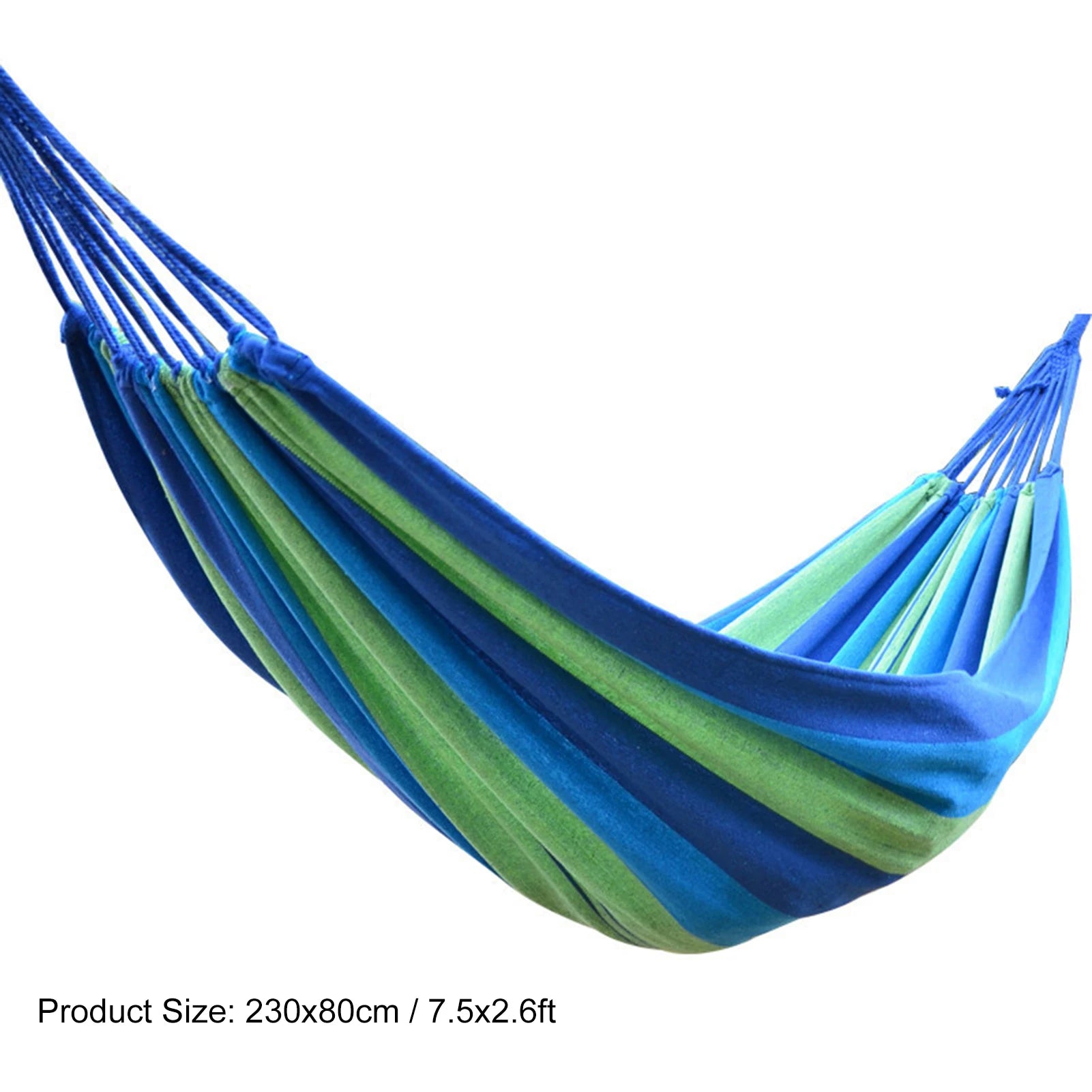 Camping Hammock Double Portable Hammock with 2 Tie Straps Colorful Stripe Cloth Hammock for Indoor Outdoor Blue