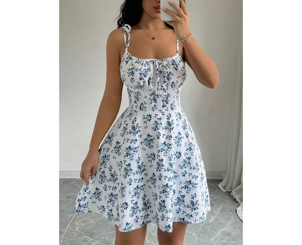 Women's Summer Floral Spaghetti Strap Beach Short Dress,Womens Dresses,Woman Clothing,Woman Clothes,Sundress,New In Dress 2025