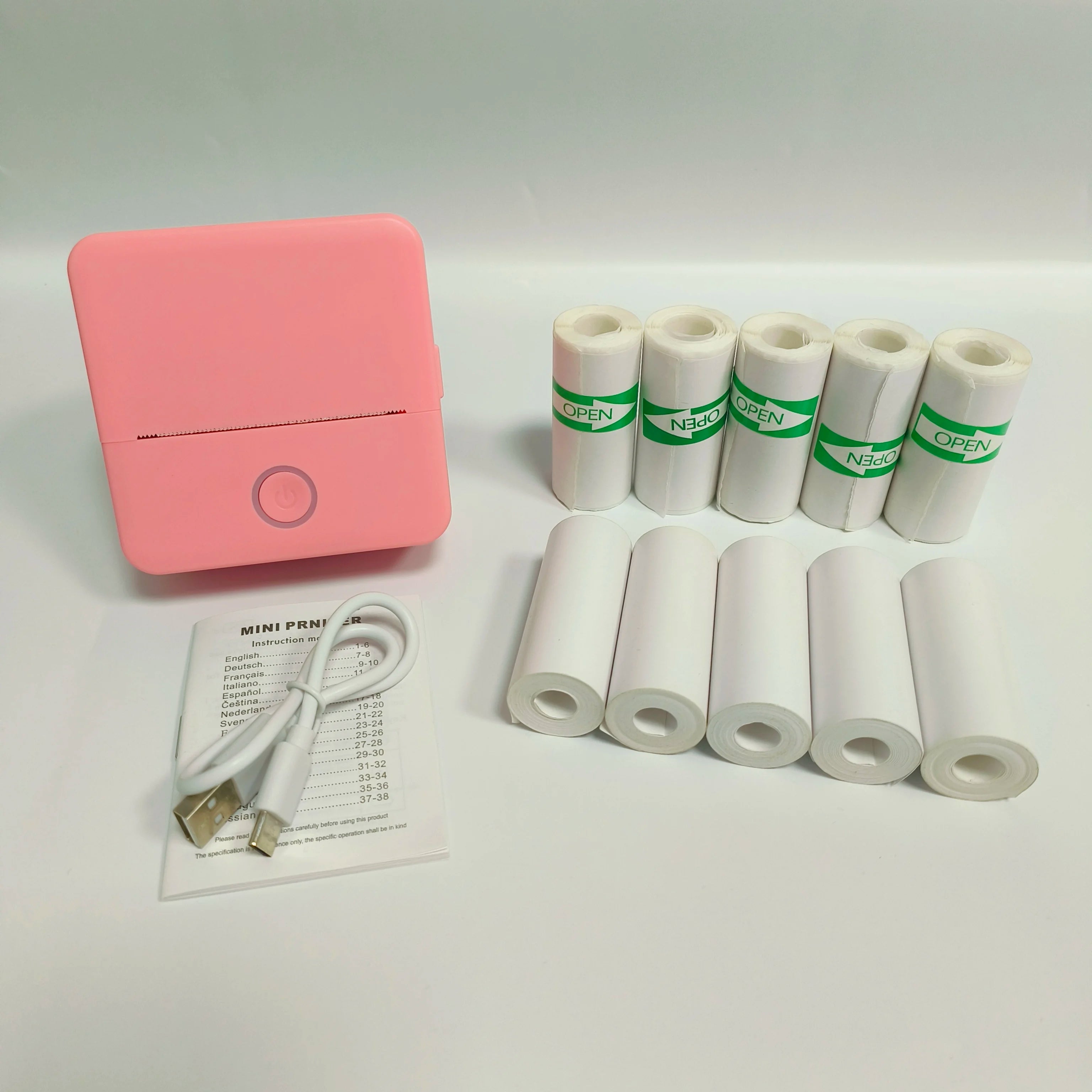 Wireless Mini Photo Printer Set with 5 Sticker Rolls & 5 Thermal Paper, Bluetooth Mobile Printing for Pictures, Photos, Labels